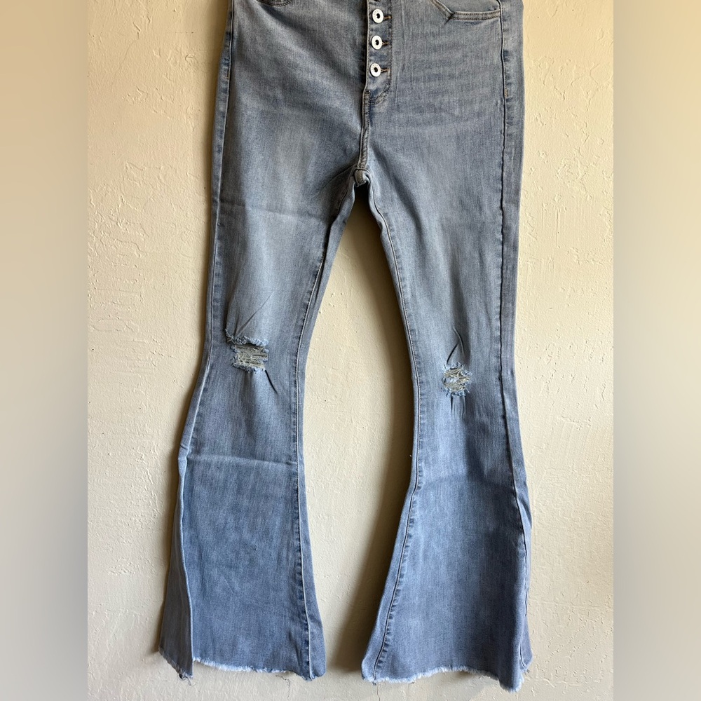 Women's Light Blue Distressed Jeans